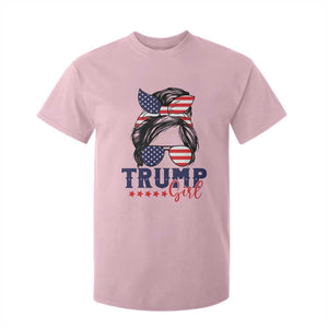 Trump Girl T Shirt For Kid Messy Bun Support Trump 2024 Election American Flag TS02 Light Pink Print Your Wear