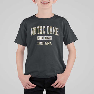 Classic Notre Dame Indiana T Shirt For Kid Est 1842 IN Retro Vintage Varsity TS02 Black Print Your Wear