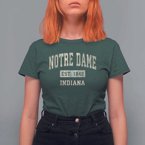 Classic Notre Dame Indiana T Shirt For Women Est 1842 IN Retro Vintage Varsity TS02 Dark Forest Green Print Your Wear