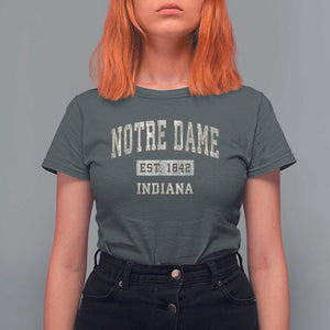 Classic Notre Dame Indiana T Shirt For Women Est 1842 IN Retro Vintage Varsity TS02 Dark Heather Print Your Wear