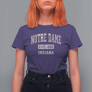 Classic Notre Dame Indiana T Shirt For Women Est 1842 IN Retro Vintage Varsity TS02 Purple Print Your Wear