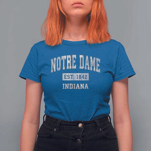 Classic Notre Dame Indiana T Shirt For Women Est 1842 IN Retro Vintage Varsity TS02 Royal Blue Print Your Wear