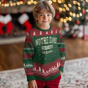 Classic Notre Dame Indiana Ugly Christmas Sweater Est 1842 IN Retro Vintage Varsity TS02 Christmas Print Your Wear