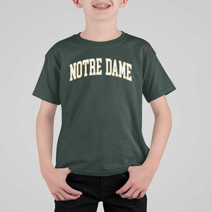 Classic Notre Dame Indiana T Shirt For Kid Retro Vintage Varsity Throwback Design TS02 Dark Forest Green Print Your Wear