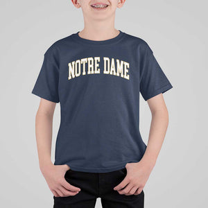 Classic Notre Dame Indiana T Shirt For Kid Retro Vintage Varsity Throwback Design TS02 Navy Print Your Wear