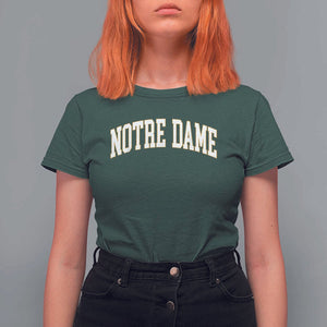 Classic Notre Dame Indiana T Shirt For Women Retro Vintage Varsity Throwback Design TS02 Dark Forest Green Print Your Wear