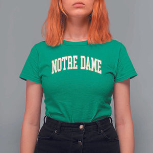 Classic Notre Dame Indiana T Shirt For Women Retro Vintage Varsity Throwback Design TS02 Irish Green Print Your Wear