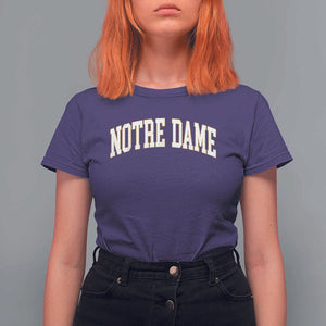 Classic Notre Dame Indiana T Shirt For Women Retro Vintage Varsity Throwback Design TS02 Purple Print Your Wear