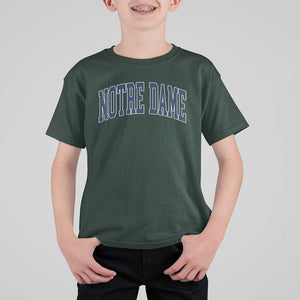 Classic Notre Dame Indiana T Shirt For Kid Vintage Retro Throwback Design TS02 Dark Forest Green Print Your Wear