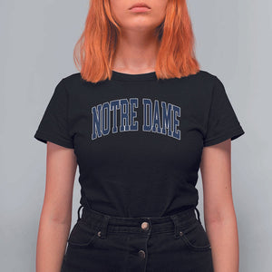 Classic Notre Dame Indiana T Shirt For Women Vintage Retro Throwback Design TS02 Black Print Your Wear