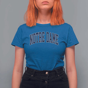 Classic Notre Dame Indiana T Shirt For Women Vintage Retro Throwback Design TS02 Royal Blue Print Your Wear