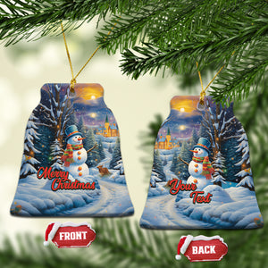 Personalized Snowman Christmas Ceramic Ornament Nostalgic Xmas Merry Christmas 2023 TS02 Bell Flake Blue Printyourwear