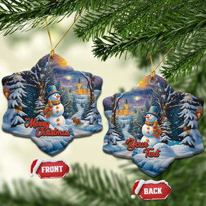 Personalized Snowman Christmas Ceramic Ornament Nostalgic Xmas Merry Christmas TS02 Snow Flake Blue Printyourwear