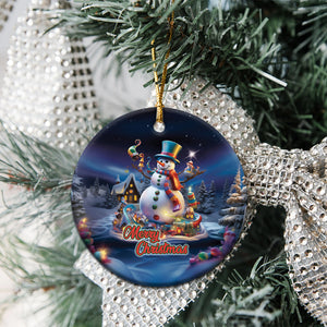 Personalized Snowman Christmas Ceramic Ornament Nostalgic Xmas Night Merry Christmas TS02 Printyourwear