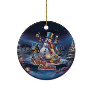 Personalized Snowman Christmas Ceramic Ornament Nostalgic Xmas Night Merry Christmas 2023 TS02 Printyourwear