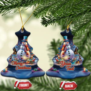 Personalized Snowman Christmas Ceramic Ornament Nostalgic Xmas Night Merry Christmas 2023 TS02 Christmas Tree Blue Printyourwear