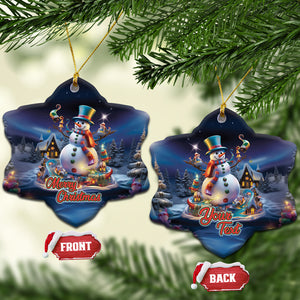 Personalized Snowman Christmas Ceramic Ornament Nostalgic Xmas Night Merry Christmas TS02 Snow Flake Blue Printyourwear