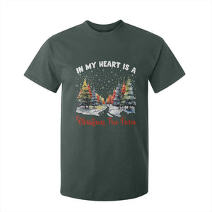 Funny Christmas T Shirt For Kid In My Heart Is A Xmas Tree Farm Retro Vintage Clothing TS02 Dark Forest Green Print Your Wear