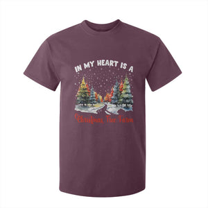 Funny Christmas T Shirt For Kid In My Heart Is A Xmas Tree Farm Retro Vintage Clothing TS02 Maroon Print Your Wear