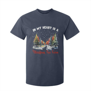 Funny Christmas T Shirt For Kid In My Heart Is A Xmas Tree Farm Retro Vintage Clothing TS02 Navy Print Your Wear