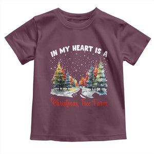 Funny Christmas Toddler T Shirt In My Heart Is A Xmas Tree Farm Retro Vintage Clothing TS02 Maroon Print Your Wear