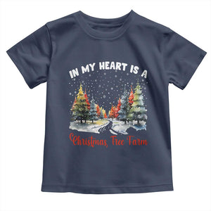 Funny Christmas Toddler T Shirt In My Heart Is A Xmas Tree Farm Retro Vintage Clothing TS02 Navy Print Your Wear
