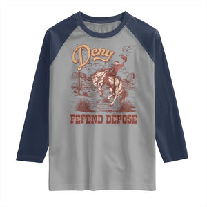 Western Cowboy Raglan Shirt Deny Defend Depose TS02 Sport Gray Navy Print Your Wear