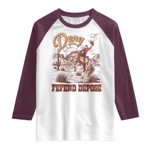 Western Cowboy Raglan Shirt Deny Defend Depose TS02 White Maroon Print Your Wear