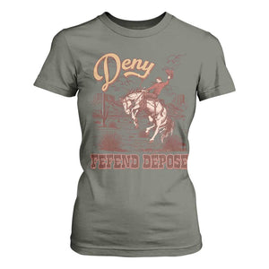 Western Cowboy T Shirt For Women Deny Defend Depose TS02 Military Green Print Your Wear