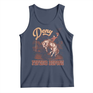 Western Cowboy Tank Top Deny Defend Depose TS02 Navy Print Your Wear