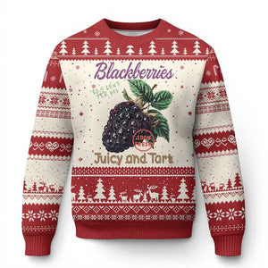 Fresh Juicy Blackberries Ugly Christmas Sweater Retro Vintage Backberry Farmers Market TS02 Beige Red Print Your Wear
