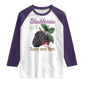Fresh Juicy Blackberries Raglan Shirt Retro Vintage Backberry Farmers Market TS02 White Purple Print Your Wear