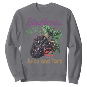 Fresh Juicy Blackberries Sweatshirt Retro Vintage Backberry Farmers Market TS02 Charcoal Print Your Wear