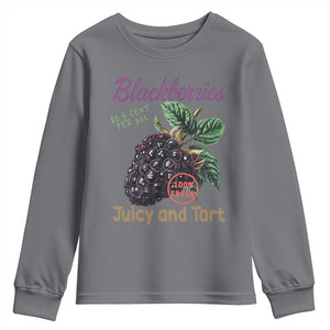 Fresh Juicy Blackberries Youth Sweatshirt Retro Vintage Backberry Farmers Market TS02 Charcoal Print Your Wear