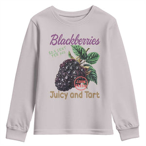 Fresh Juicy Blackberries Youth Sweatshirt Retro Vintage Backberry Farmers Market TS02 Ice Gray Print Your Wear
