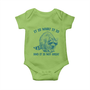 Funny Raccoon Meme It Is What It Is Baby Onesie And It Is Not Great Mental Health Support TS02 Lime Print Your Wear