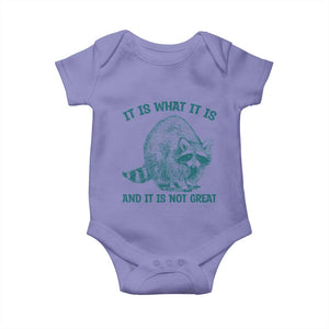 Funny Raccoon Meme It Is What It Is Baby Onesie And It Is Not Great Mental Health Support TS02 Violet Print Your Wear