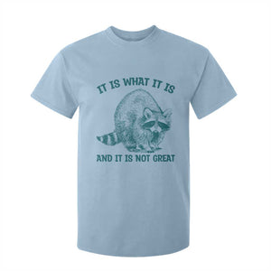 Funny Raccoon Meme It Is What It Is T Shirt For Kid And It Is Not Great Mental Health Support TS02 Light Blue Print Your Wear