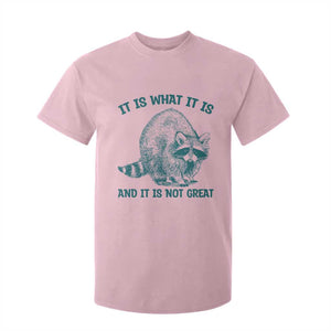 Funny Raccoon Meme It Is What It Is T Shirt For Kid And It Is Not Great Mental Health Support TS02 Light Pink Print Your Wear