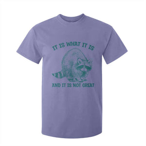 Funny Raccoon Meme It Is What It Is T Shirt For Kid And It Is Not Great Mental Health Support TS02 Violet Print Your Wear