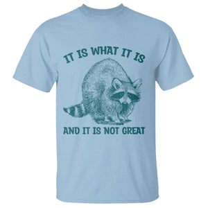 Funny Raccoon Meme It Is What It Is T Shirt And It Is Not Great Mental Health Support TS02 Light Blue Print Your Wear