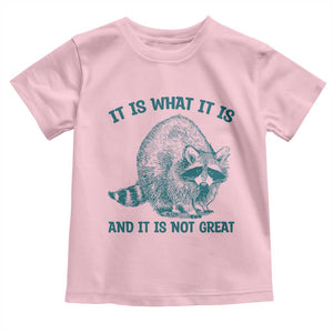 Funny Raccoon Meme It Is What It Is Toddler T Shirt And It Is Not Great Mental Health Support TS02 Light Pink Print Your Wear