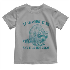 Funny Raccoon Meme It Is What It Is Toddler T Shirt And It Is Not Great Mental Health Support TS02 Sport Gray Print Your Wear