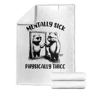Mentally Sick Physically Thick Throw Blanket Retro Vintage Silly Raccoon Weird Meme TS02 White Print Your Wear