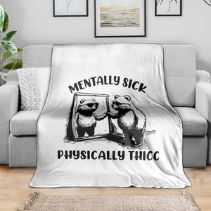 Mentally Sick Physically Thick Throw Blanket Retro Vintage Silly Raccoon Weird Meme TS02 Print Your Wear
