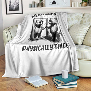 Mentally Sick Physically Thick Throw Blanket Retro Vintage Silly Raccoon Weird Meme TS02 Print Your Wear