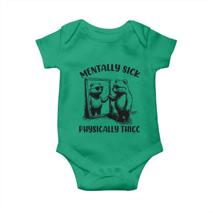 Mentally Sick Physically Thick Baby Onesie Retro Vintage Silly Raccoon Weird Meme TS02 Irish Green Print Your Wear