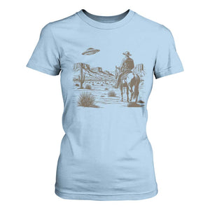 UFO Western Cowboy T Shirt For Women Rodeo Wild West Retro Vintage Graphic TS02 Light Blue Print Your Wear