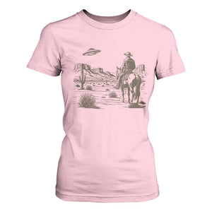 UFO Western Cowboy T Shirt For Women Rodeo Wild West Retro Vintage Graphic TS02 Light Pink Print Your Wear