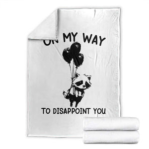 Funny Raccoon 90s Trash Panda Throw Blanket On My Way To Disappoint You Mental Health Meme TS02 White Print Your Wear
